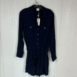 NEW Good Hart Elegant Navy Button-Up Romper